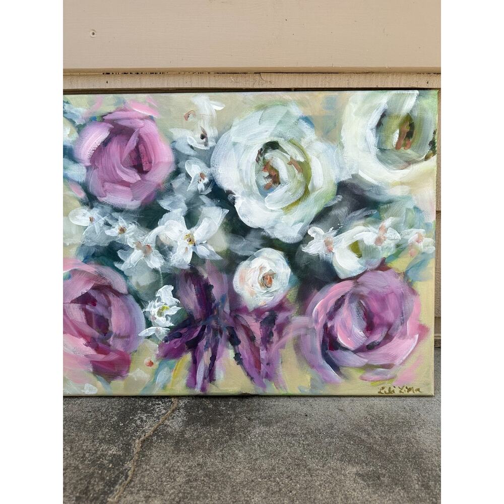 OOAK Acrylic Painting Floral Still life Wall Art hand painted Signed